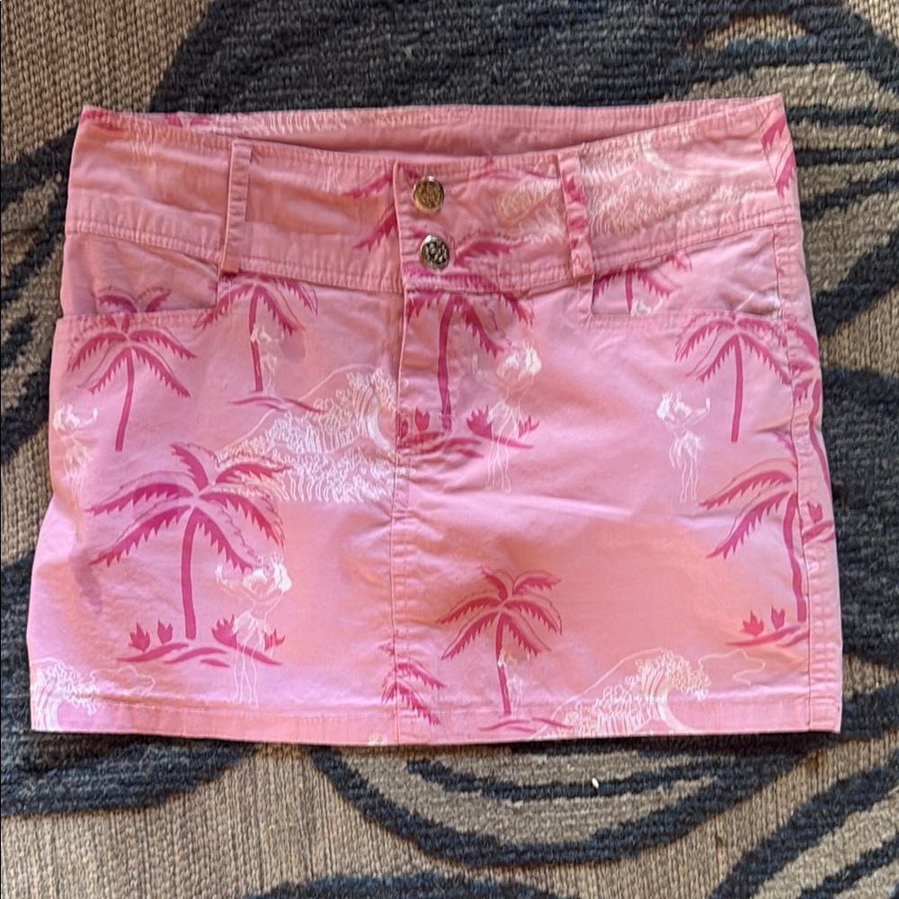 Pink Tropical Print vintage Mini Skirt XS